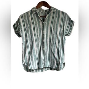 American Eagle stripped linen blend button down